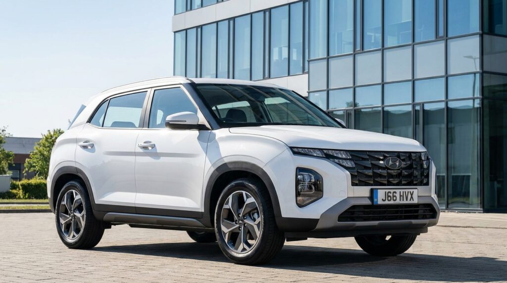 Hyundai Creta EV on road price जानने से पहले SUV का फ्रंट एंगल फोटो"