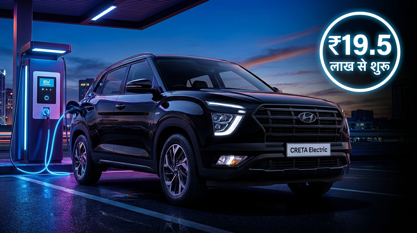 "Hyundai Creta Electric Knight Edition चार्जिंग स्टेशन पर फीचर्ड फोटो"