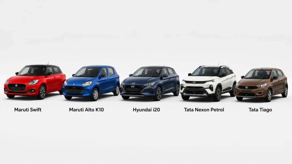 10 Lakh Budget Car के Best Options — Maruti Swift, Hyundai i20, Tata Nexon" वाली फोटो
