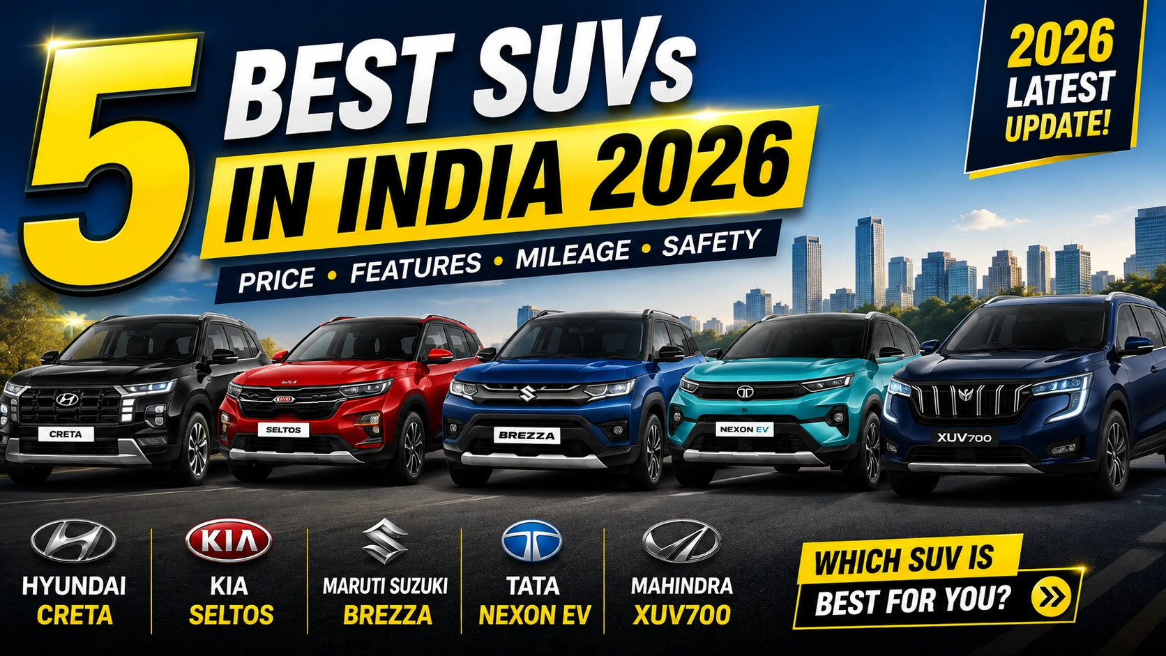 5 best SUVs in India 2026 फिर्चड फोटो