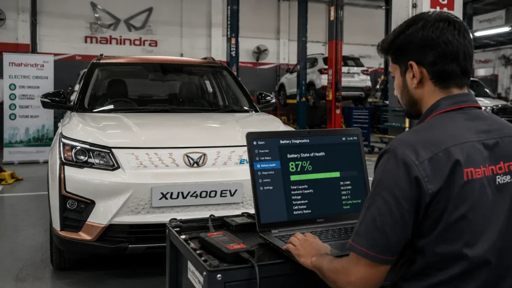 used Mahindra EV battery health check कैसे करें - SOH diagnostic India इमेज।