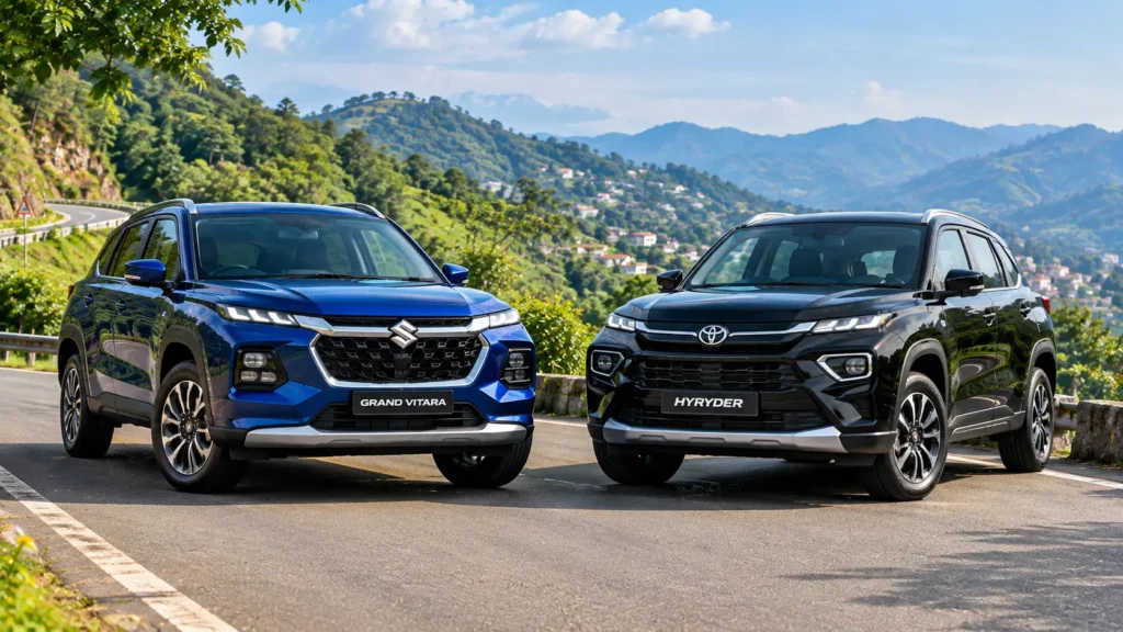 Suzuki Grand Vitara & Toyota Hyrder is standing on a similar face to face position
