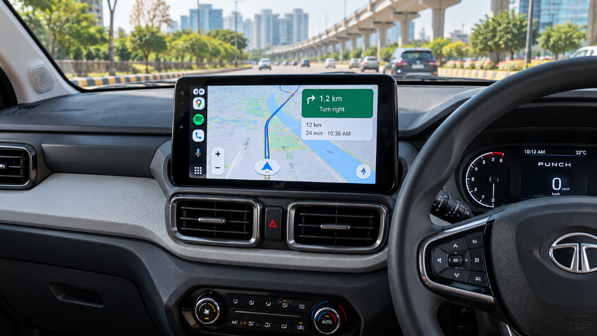 Tata Punch Pure variant aftermarket music system 9 inch Android touchscreen dashboard fitment